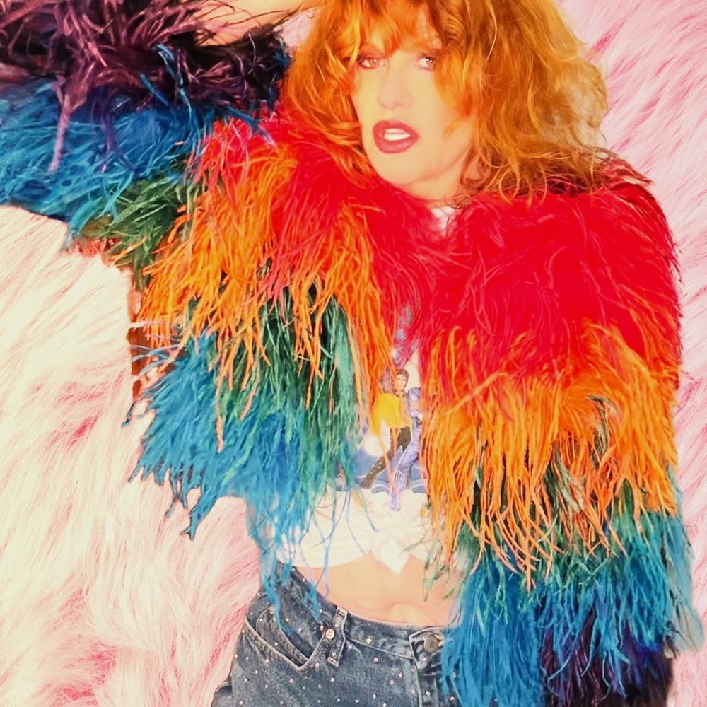 Alice And Olivia Rainbow Feather Jacket